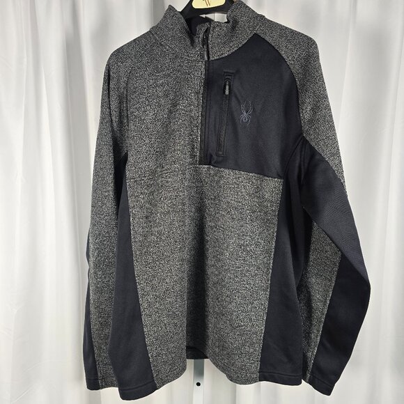 Spyder Men's Half Zip Sweater Gait Knit Pullover Jacket XXL Gray/Charcoal EUC - Picture 1 of 5